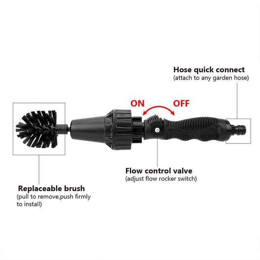 Multi-Surface Cleaning Tool: Water Spray Brush with Rotating Heads™